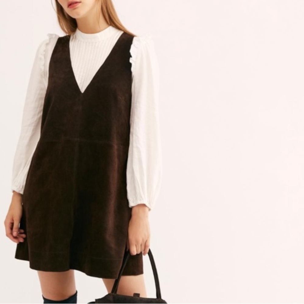 Free People Retro Love Suede Dress in Brown size M